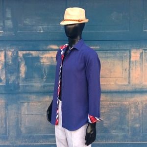 Blanc Pour Hommer Men's Linen Blend Luxury Shirt w/  Contrasting  Accents